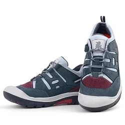 Rakerplus Hakiki Deri Gri Bordo Lastik Bağcıklı Çocuk Outdoor Ayakkabı