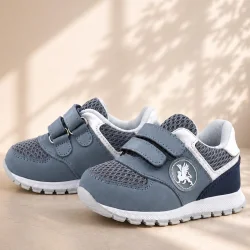 Rakerplus Hakiki Deri Gri Cırtlı Erkek Bebek Spor Ayakkabı