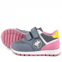 Rakerplus Hakiki Deri Gri Cırtlı Kız Bebek Spor Ayakkabı