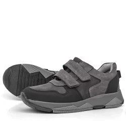 Rakerplus Hakiki Deri Gri Çocuk Sneakers Spor Ayakkabı