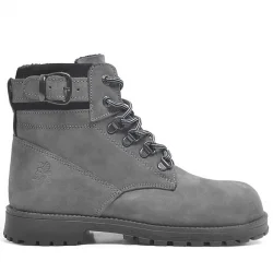 Rakerplus Hakiki Deri Gri Fermuarlı Bağcıklı Kürklü Bot