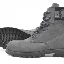 Rakerplus Hakiki Deri Gri Fermuarlı Bağcıklı Kürklü Bot