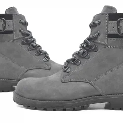 Rakerplus Hakiki Deri Gri Fermuarlı Bağcıklı Kürklü Bot