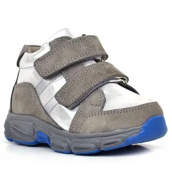 Rakerplus Hakiki Deri Gri Gümüş Cırtlı Kız Bebek Bot Ayakkabı