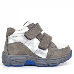 Rakerplus Hakiki Deri Gri Gümüş Cırtlı Kız Bebek Bot Ayakkabı