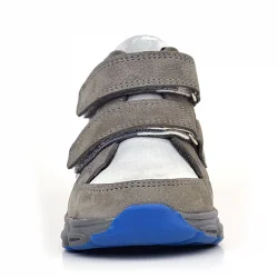 Rakerplus Hakiki Deri Gri Gümüş Cırtlı Kız Bebek Bot Ayakkabı