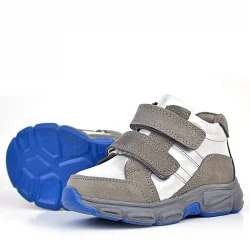 Rakerplus Hakiki Deri Gri Gümüş Cırtlı Kız Bebek Bot Ayakkabı