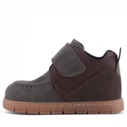 Rakerplus Hakiki Deri Gri Kahverengi Cırt Cırtlı Bebek Bot