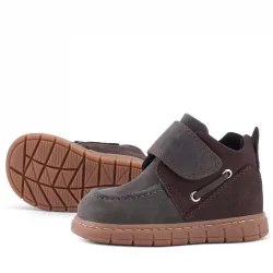 Rakerplus Hakiki Deri Gri Kahverengi Cırt Cırtlı Bebek Bot