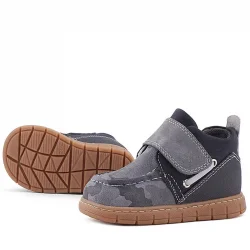 Rakerplus Hakiki Deri Gri Kamuflaj Desenli Cırt Cırtlı Bebek Bot