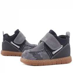 Rakerplus Hakiki Deri Gri Kamuflaj Desenli Cırt Cırtlı Bebek Bot