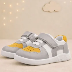 Rakerplus Hakiki Deri Gri Sarı Anatomik Bebek Spor Ayakkabı