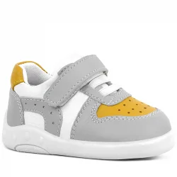 Rakerplus Hakiki Deri Gri Sarı Anatomik Bebek Spor Ayakkabı