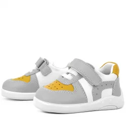 Rakerplus Hakiki Deri Gri Sarı Anatomik Bebek Spor Ayakkabı