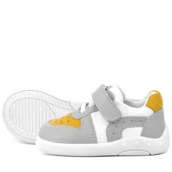Rakerplus Hakiki Deri Gri Sarı Anatomik Bebek Spor Ayakkabı