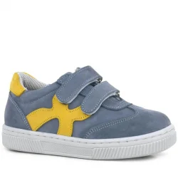 Rakerplus Hakiki Deri Gri Sarı Cırtlı Çocuk Spor Ayakkabı