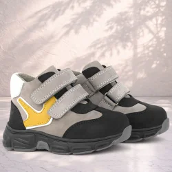 Rakerplus Hakiki Deri Gri Siyah Bebek Spor Bot Ayakkabı