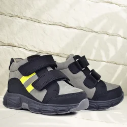 Rakerplus Hakiki Deri Gri Siyah Bebek Spor Bot Ayakkabı