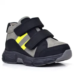 Rakerplus Hakiki Deri Gri Siyah Bebek Spor Bot Ayakkabı