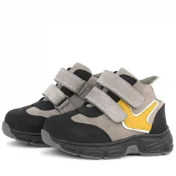 Rakerplus Hakiki Deri Gri Siyah Bebek Spor Bot Ayakkabı