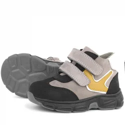 Rakerplus Hakiki Deri Gri Siyah Bebek Spor Bot Ayakkabı