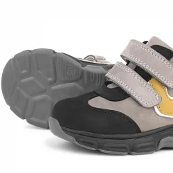 Rakerplus Hakiki Deri Gri Siyah Bebek Spor Bot Ayakkabı