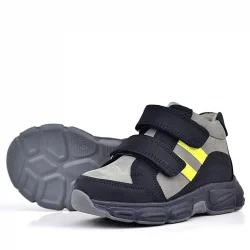 Rakerplus Hakiki Deri Gri Siyah Bebek Spor Bot Ayakkabı