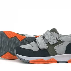 Rakerplus Hakiki Deri Gri Siyah Çocuk Sneakers Spor Ayakkabı