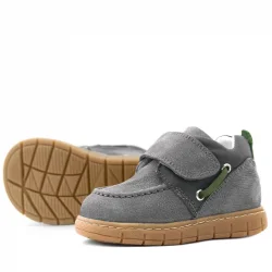 Rakerplus Hakiki Deri Gri Yeşil Cırt Cırtlı Bebek Bot