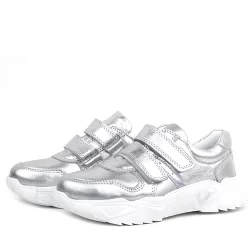 Rakerplus Hakiki Deri Gümüş Beyaz Tabanlı Kız Çocuk Sneakers Ayakkabı