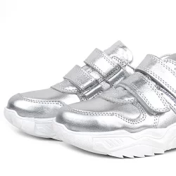 Rakerplus Hakiki Deri Gümüş Beyaz Tabanlı Kız Çocuk Sneakers Ayakkabı