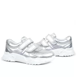 Rakerplus Hakiki Deri Gümüş Beyaz Tabanlı Kız Çocuk Sneakers Ayakkabı