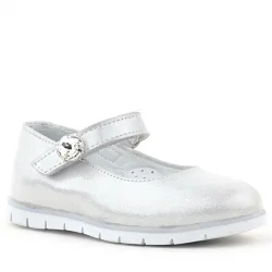 Rakerplus Hakiki Deri Gümüş Cırt Cırtlı Taş Detaylı Kız Çocuk Babet