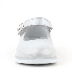 Rakerplus Hakiki Deri Gümüş Cırt Cırtlı Taş Detaylı Kız Çocuk Babet