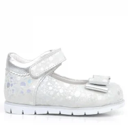 Rakerplus Hakiki Deri Gümüş Desenli Kız Bebek Babet Ayakkabı