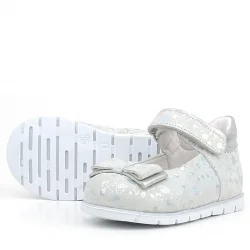 Rakerplus Hakiki Deri Gümüş Desenli Kız Bebek Babet Ayakkabı