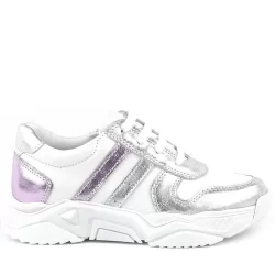 Rakerplus Hakiki Deri Gümüş Pembe Kalın Tabanlı Kız Çocuk Sneakers Ayakkabı