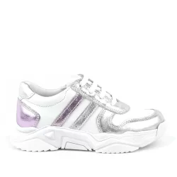 Rakerplus Hakiki Deri Gümüş Pembe Kalın Tabanlı Kız Çocuk Sneakers Ayakkabı