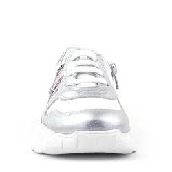 Rakerplus Hakiki Deri Gümüş Pembe Parlak Taşlı Kız Çocuk Sneakers Ayakkabı