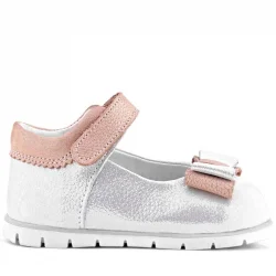 Rakerplus Hakiki Deri Gümüş Pudra Kız Bebek Babet Ayakkabı