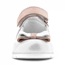 Rakerplus Hakiki Deri Gümüş Pudra Kız Bebek Babet Ayakkabı