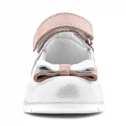 Rakerplus Hakiki Deri Gümüş Pudra Kız Bebek Babet Ayakkabı