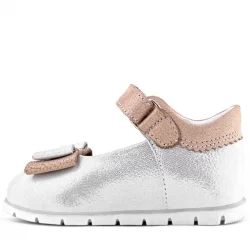 Rakerplus Hakiki Deri Gümüş Pudra Kız Bebek Babet Ayakkabı