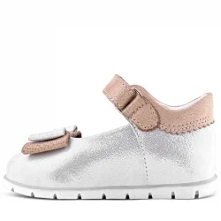 Rakerplus Hakiki Deri Gümüş Pudra Kız Bebek Babet Ayakkabı