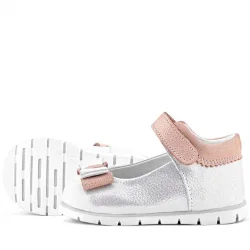 Rakerplus Hakiki Deri Gümüş Pudra Kız Bebek Babet Ayakkabı