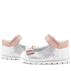 Rakerplus Hakiki Deri Gümüş Pudra Kız Bebek Babet Ayakkabı