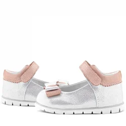 Rakerplus Hakiki Deri Gümüş Pudra Kız Bebek Babet Ayakkabı