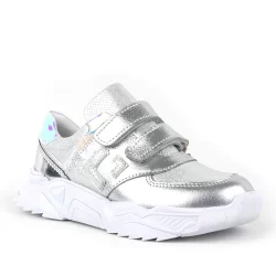Rakerplus Hakiki Deri Gümüş Renl Cırtlı Kız Çocuk Sneaker Ayakkabı