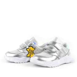 Rakerplus Hakiki Deri Gümüş Renl Cırtlı Kız Çocuk Sneaker Ayakkabı