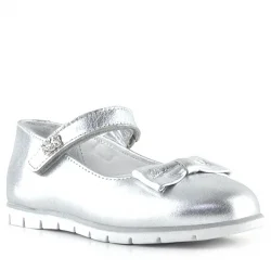 Rakerplus Hakiki Deri Gümüş Taşlı Cırtlı Kız Çocuk Babet